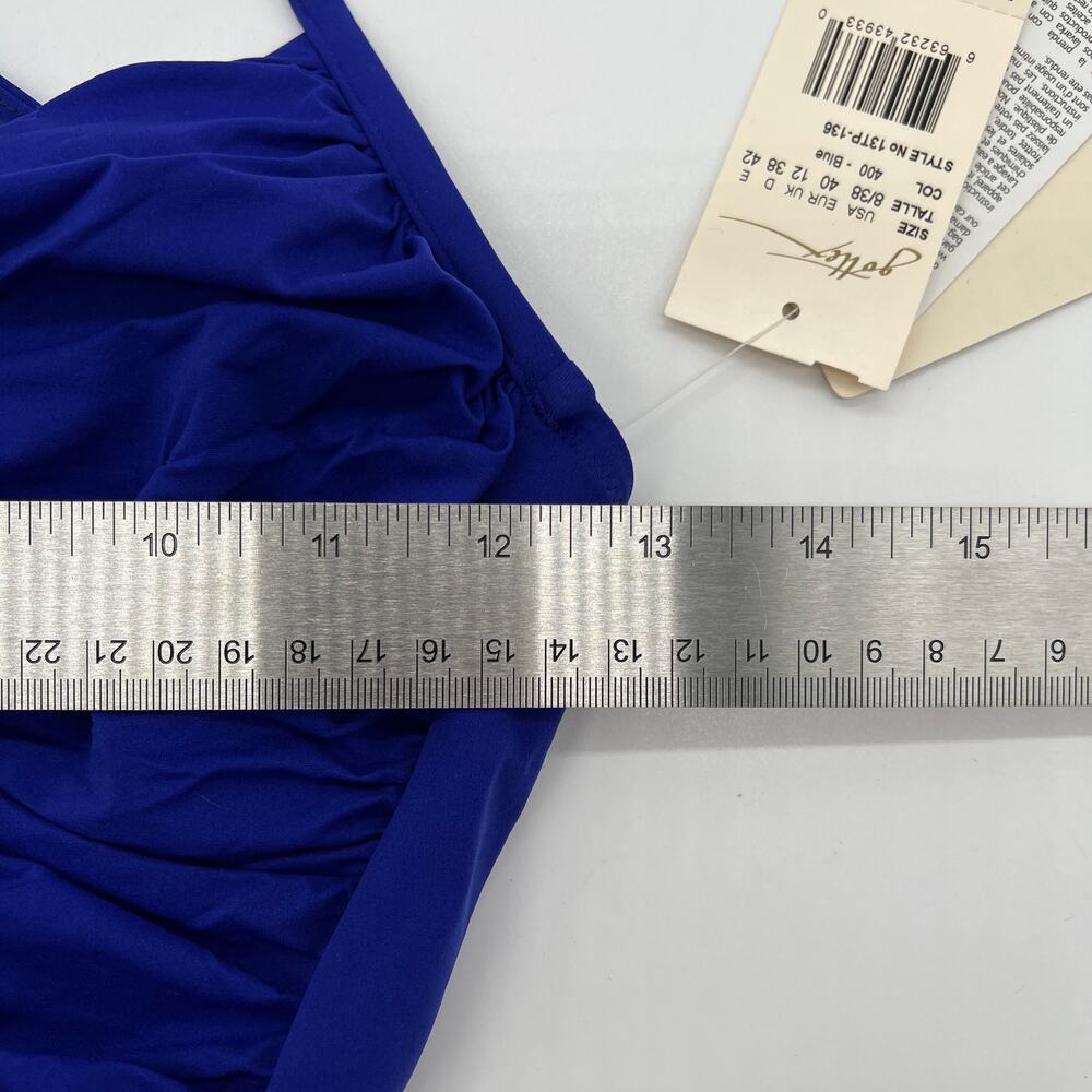 VINTAGE GOTTEX One Piece Swimsuit Womens 8 Blue Twist Front Adjustable Strap NEW - Picture 11 of 14